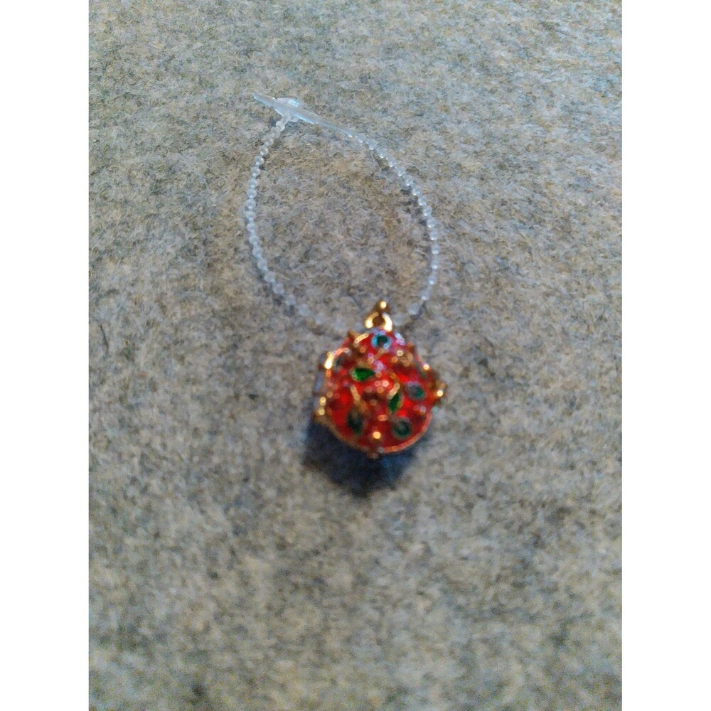 Egg Pendant‎ Necklace Locket Secret Keepsake Red Green Gold Tone Jewelry
